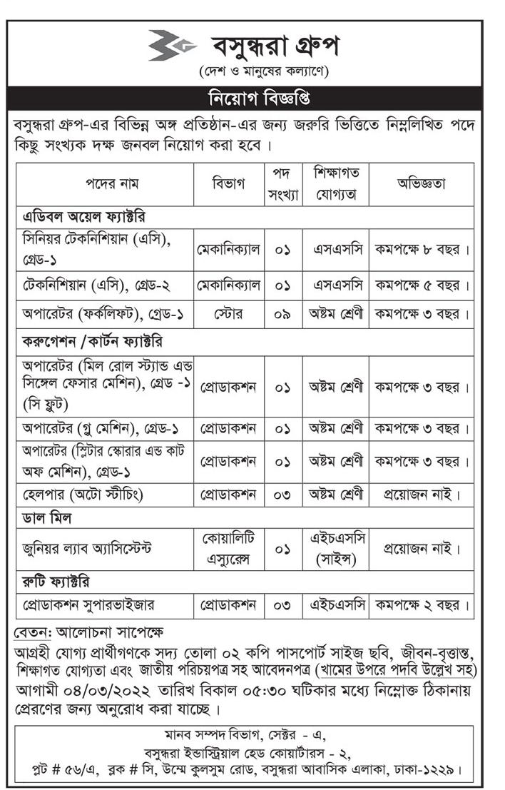 Bashundhara Group Job Circular 2022 1