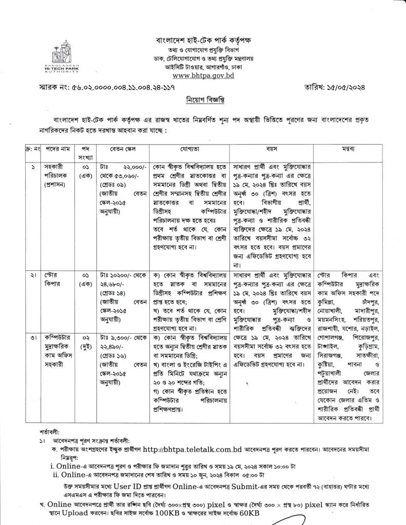 BHTPA Job Circular 2024 PDF 1 - Jobsinfo24